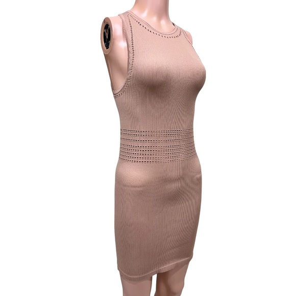 ZARA Nude Ribbed Bodycon Limitless Contour Collection Dress - Picture 3 of 11